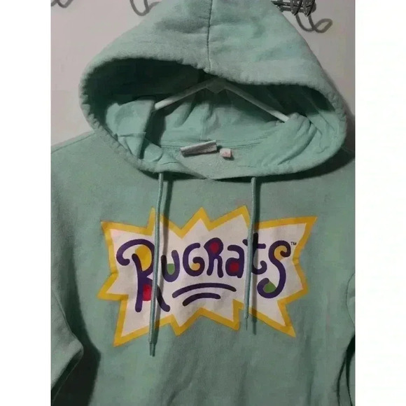Women's‎ Nickelodeon Rugrats Hoodie Green M Hoodie pocket has bleach stain - Picture 4 of 6